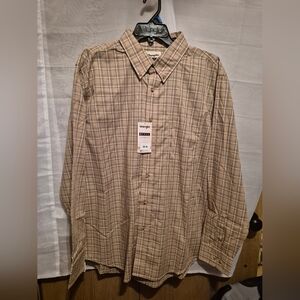 NWT Wrangler XLT Men's Casual Western Plaid Long Sleeve Shirt - Brown and Tan